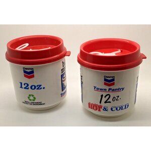 Vintage  Chevron Gas Station Travel   Mug Spill Proof Town Pantry Lot Of 2